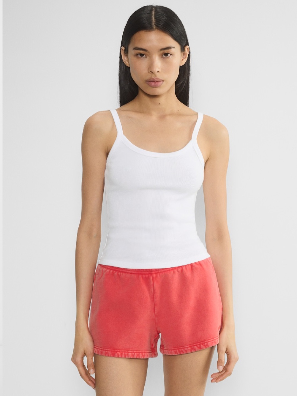 Aritzia Cozy Sweatfleece Boyfriend Lo-Rise Mini Short in Sun Faded Cherry Red